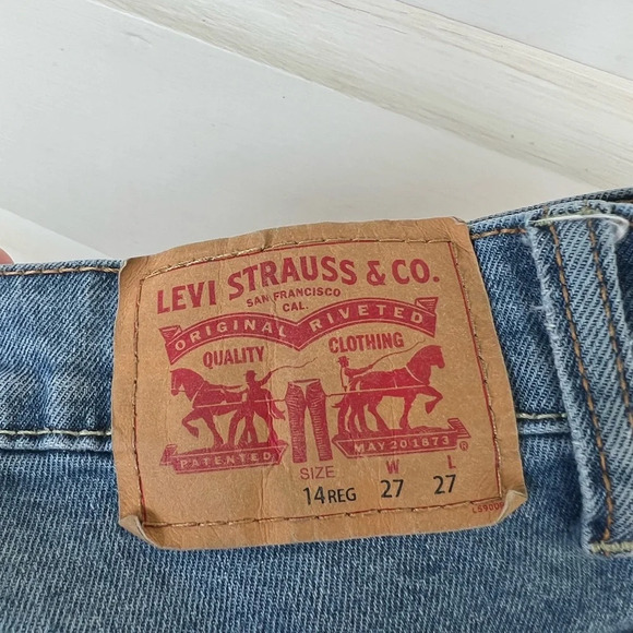 Levi Boys 511 Slim Mid Wash Jeans With Knee Patches Size 14 Reg W27 L27 - Picture 5 of 8